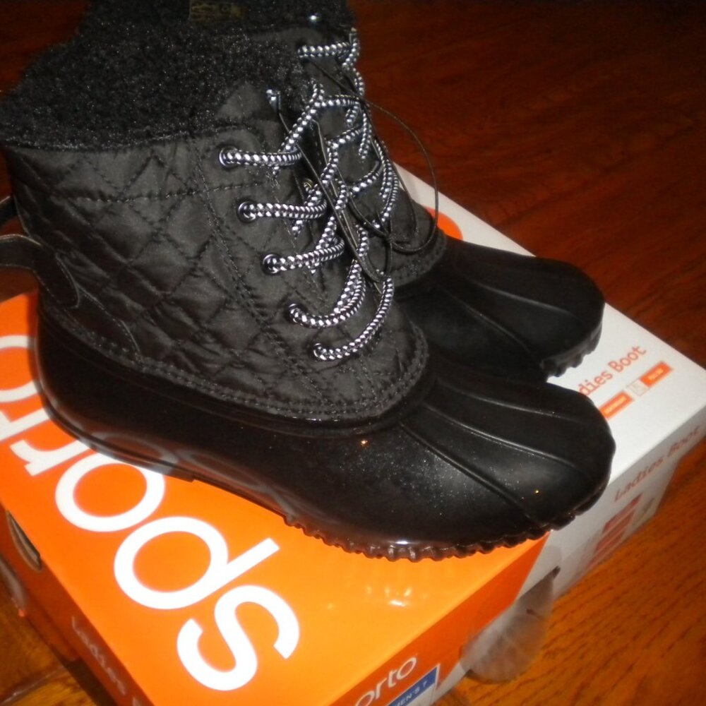 Sporto Women's Size 7 Black Andie Water Repellant Duck Boots NWT - Picture 4 of 7